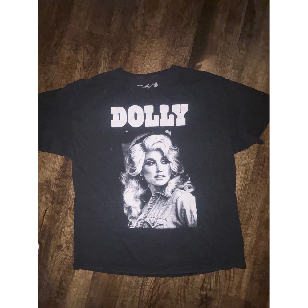 Dolly Parton Graphic T-Shirt Black Cotton Portrait Tee M XL XL/EG/TG Mad Engine